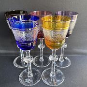 Josephinenhütte - red wine glasses (5) - Art Nouveau - Cut and engraved Crystal Roemer