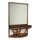 Antique console with a walnut mirror and green marble, Italy, 20th century.