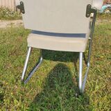 gray armchair wear skai see photo. Tubular frame. Sled feet.