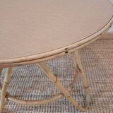 Vintage round bamboo and rattan table
