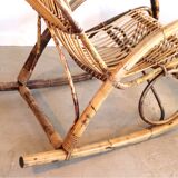 Rocking chair in bamboo and rattan, 1950