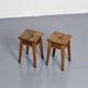 Pair of pine stools, Courchevel, France, circa 1960