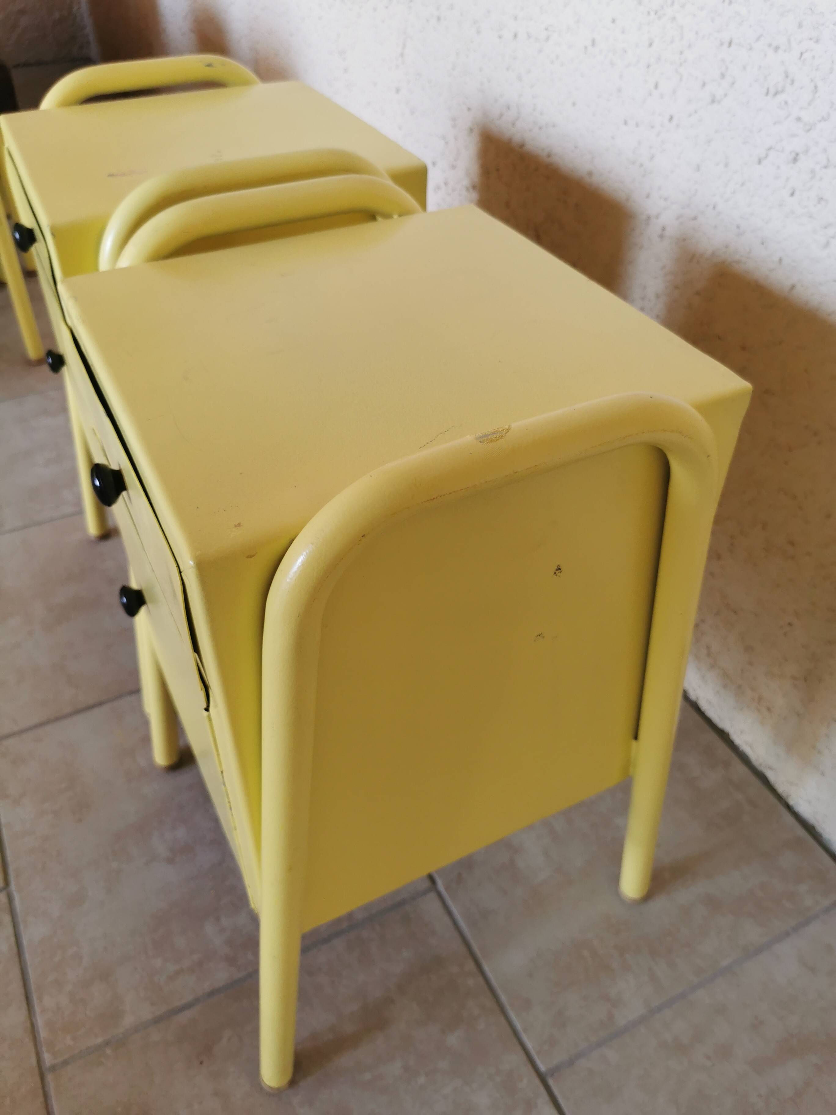 Pair of boarding school bedside tables