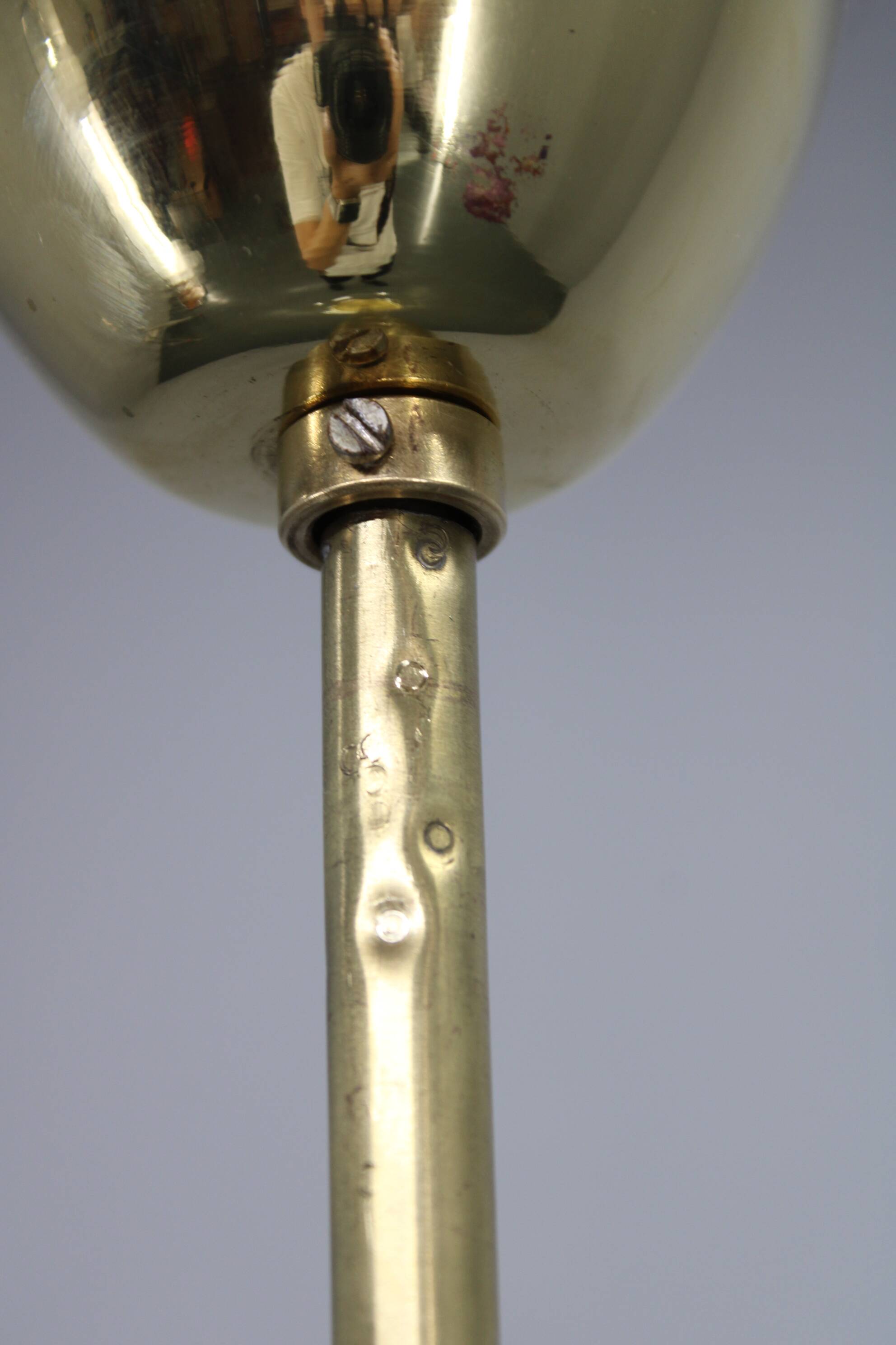 Mid-century Czech glass pendant light brass finish 1970s modern rewired