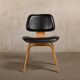 Charles & Ray Eames DCW Ash dining chair with Dark Brown Leather seat for Vitra