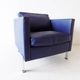 De Sede DS118 pair of blue leather club chairs