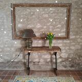 Oak and cast iron console, unique piece.