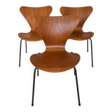 Teak 3107 Dining Chairs by Arne Jacobsen for Fritz Hansen, Set Of 3