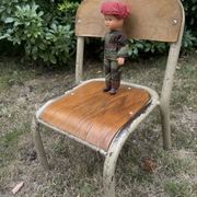 Old small school chair for children, vintage design, height a.