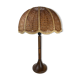 Lampe de table d’abat-jour de champignon en fausse toile de bambou, années 1960