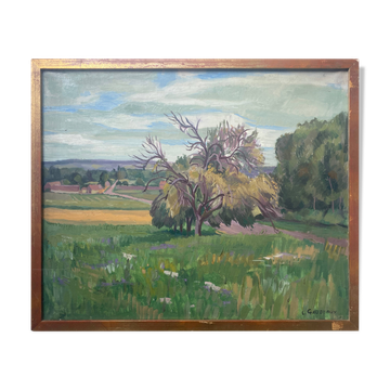 HST painting "Le poirier route d'Evreux" by Léon Gaudeaux (1893 / 1947)
