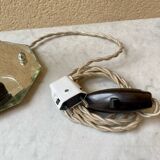 Art deco mirror glass & wood lamp base modernist design