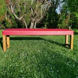 50s bench, wood and vinyl