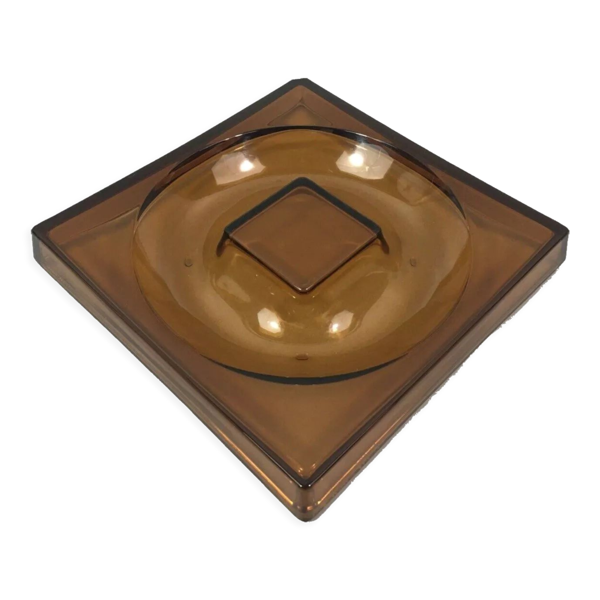 Large empty pocket smoked glass - 1970