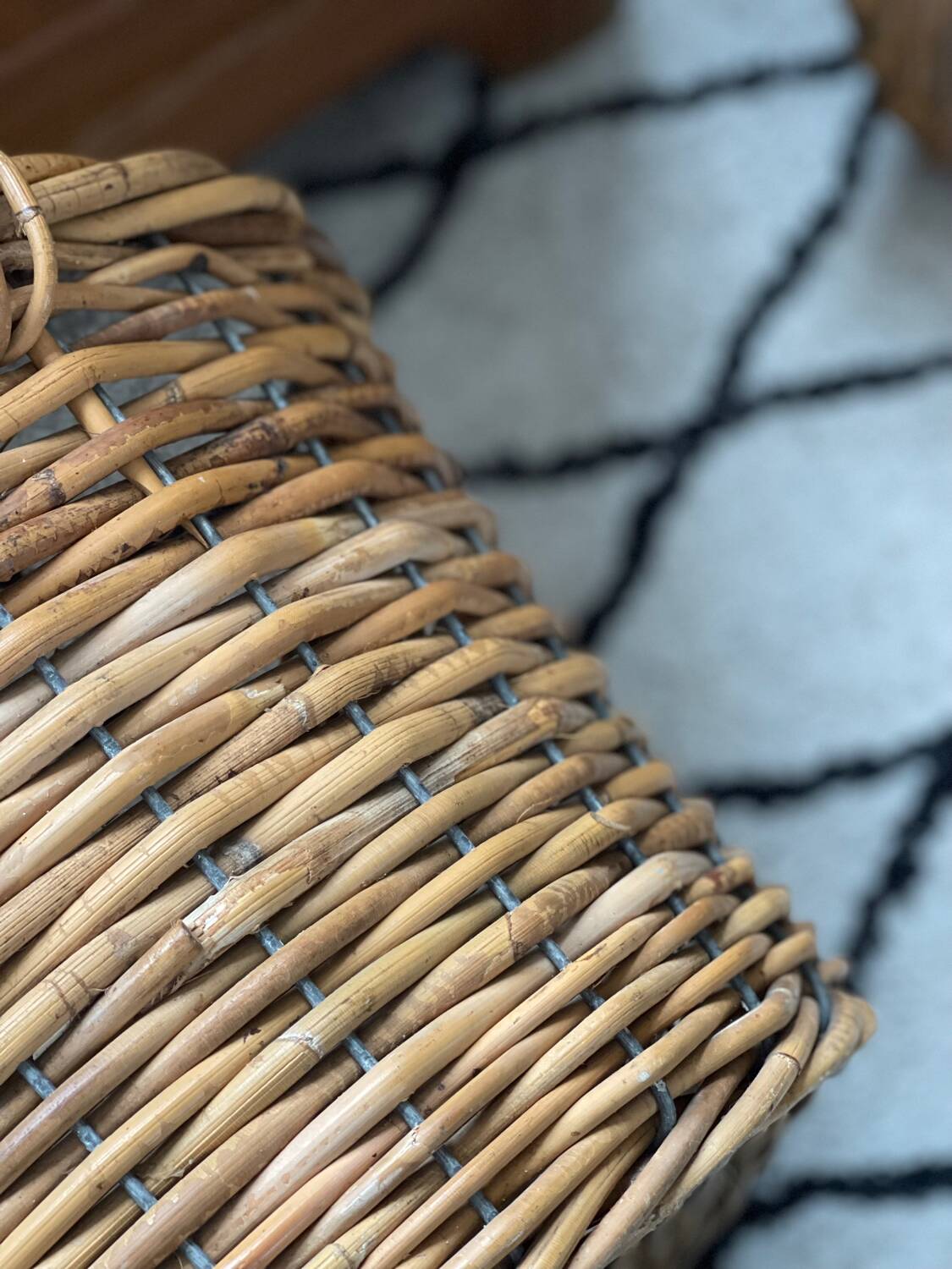 Old rattan and metal basket