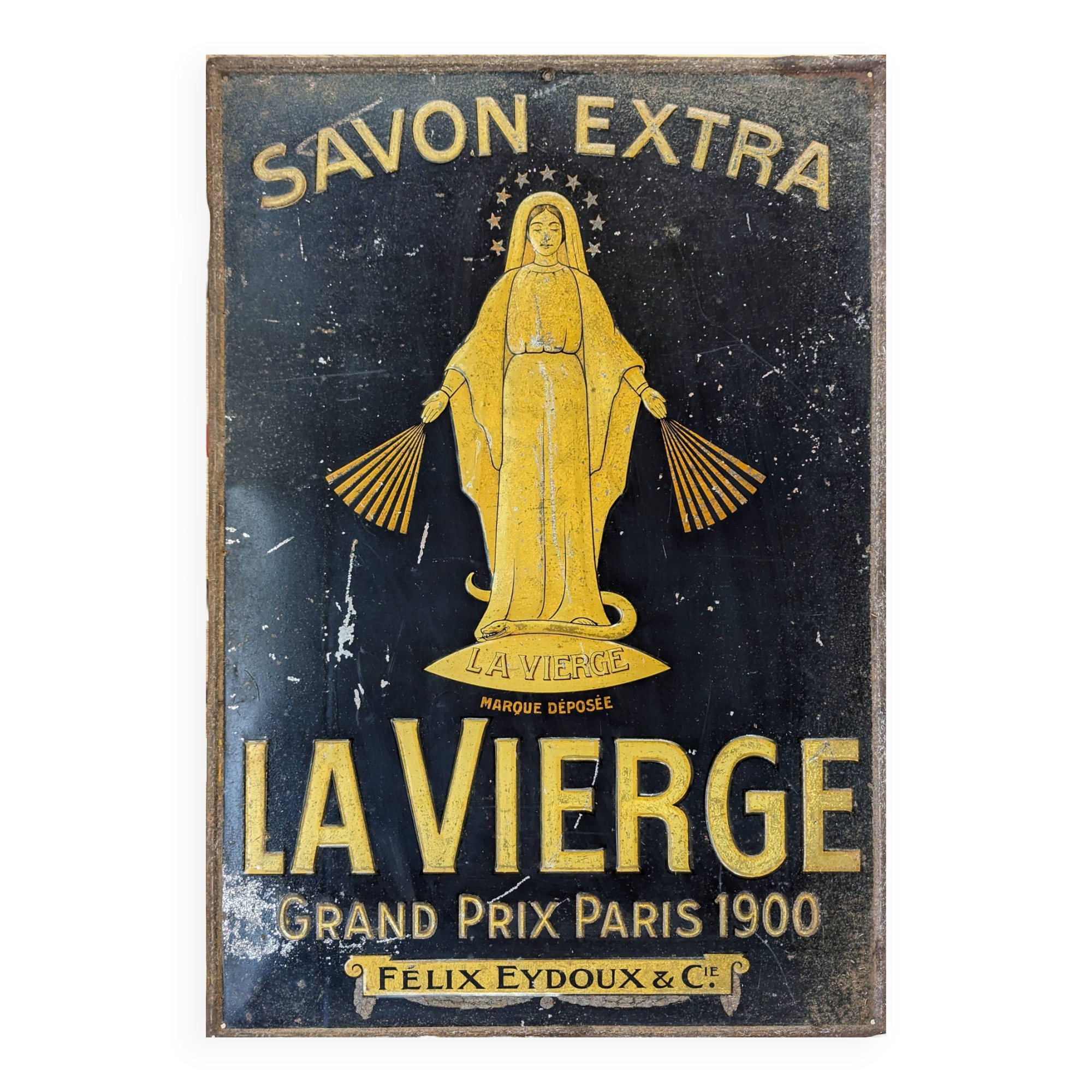Plaque emmaillée La Vierge Savon Extra Compagnie : Felix Eydoux