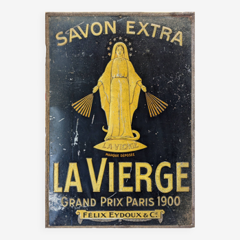 Plaque emmaillée La Vierge Savon Extra Compagnie : Felix Eydoux