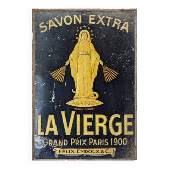 Plaque emmaillée La Vierge Savon Extra Compagnie : Felix Eydoux