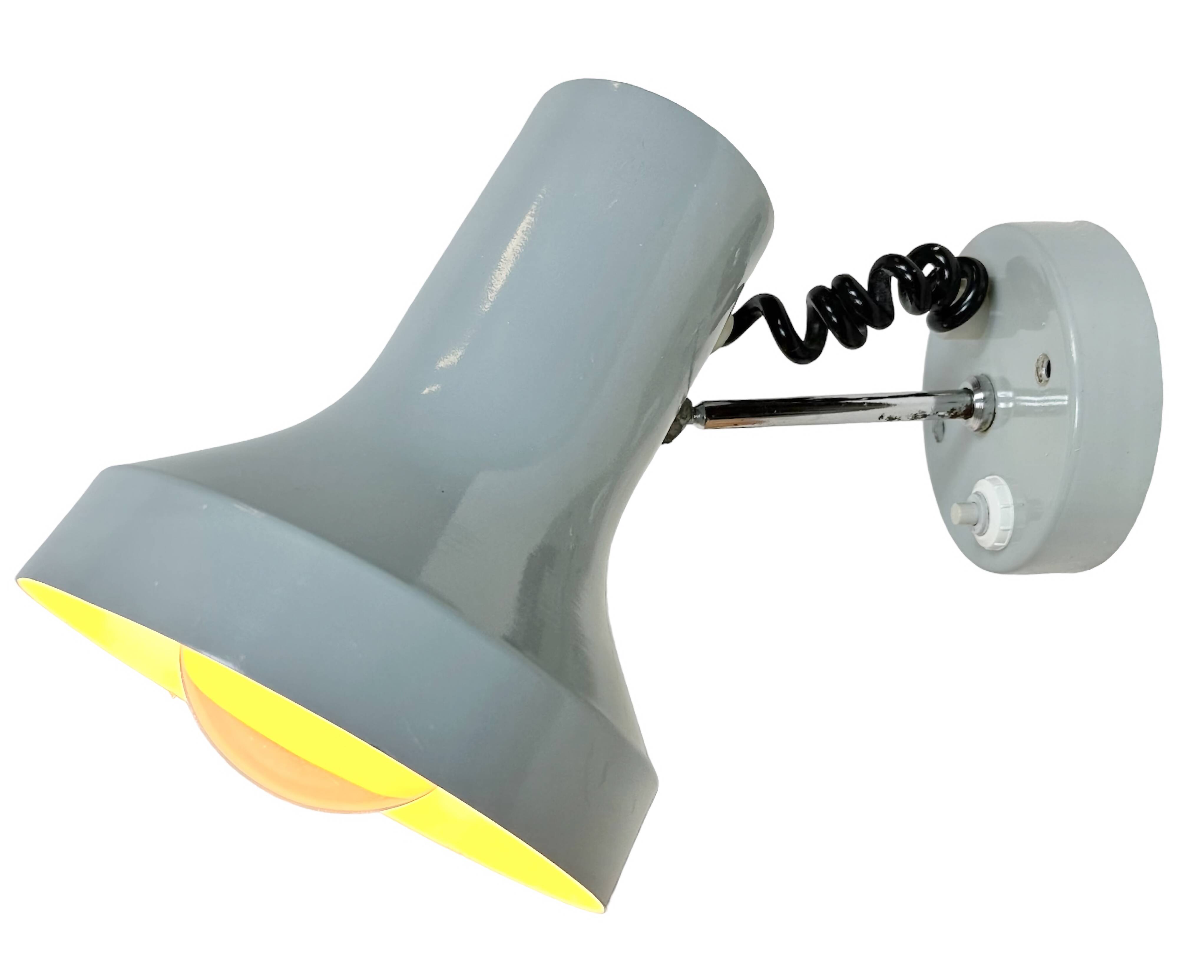 Vintage Grey Metal Wall Lamp by Josef Hurka for Napako, 1970s