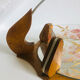 Vintage painted glass tray, wood and mirror