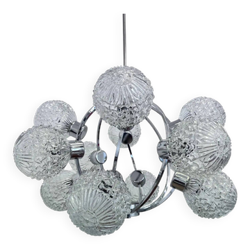 Grand lustre Sputnik de l'âge spatial de la galaxie par Richard Essig - Allemagne, années 1970