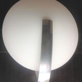 Circular frosted glass wall lamp and aluminum headband by Vetri Murano, vintage 70s-80s