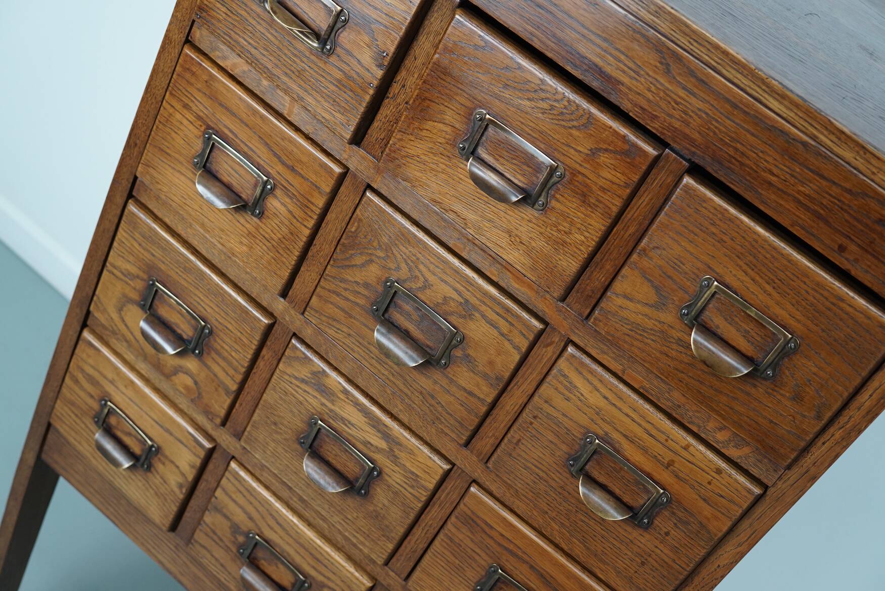 Antique Dutch Oak Apothecary Cabinet or Filing Cabinet, 1930s