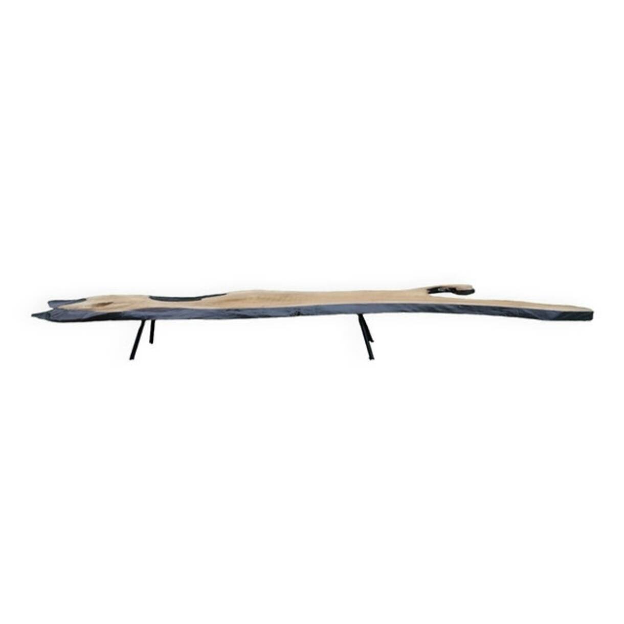 Table basse bois brûlé brutaliste