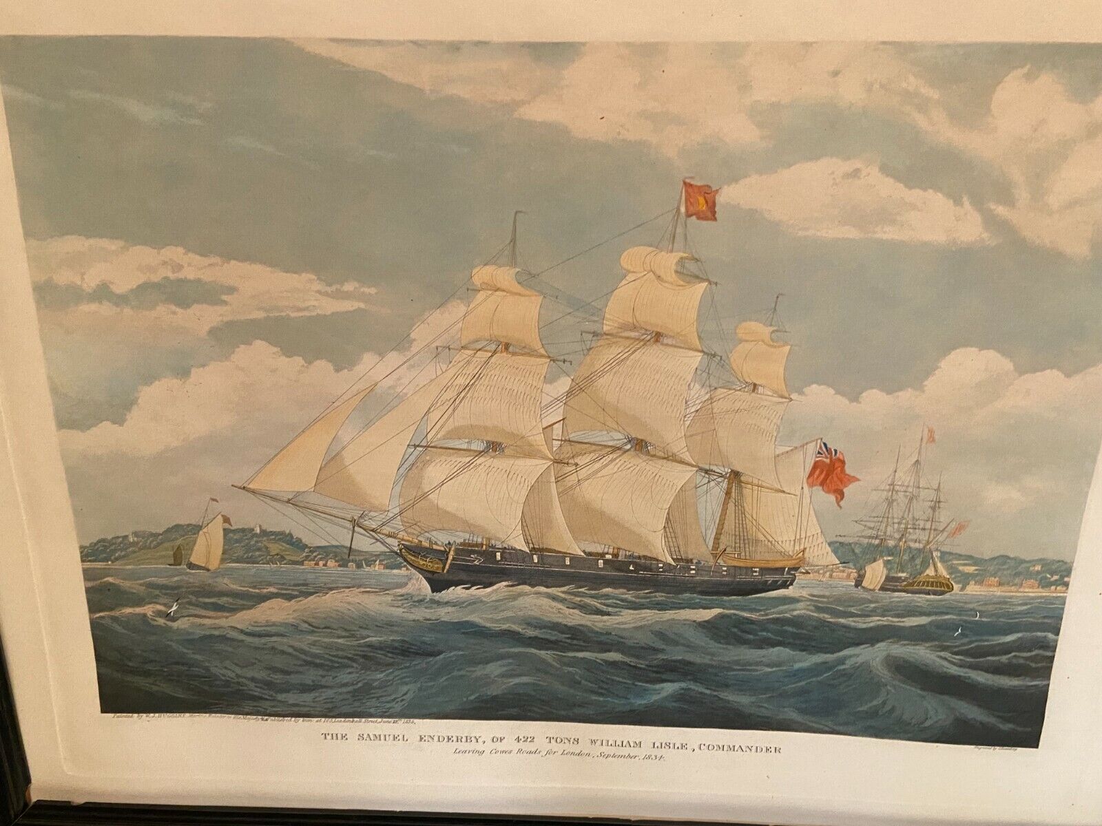 Engraving XIXth The Samuel Enderry of 422 tons William Lisle W.J. Huggins Rosenberg