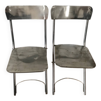 Paire de chaises pliantes en métal chromé