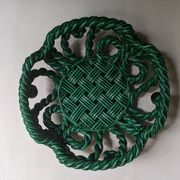 Antique fruit bowl, twisted ceramic, handmade country weaving