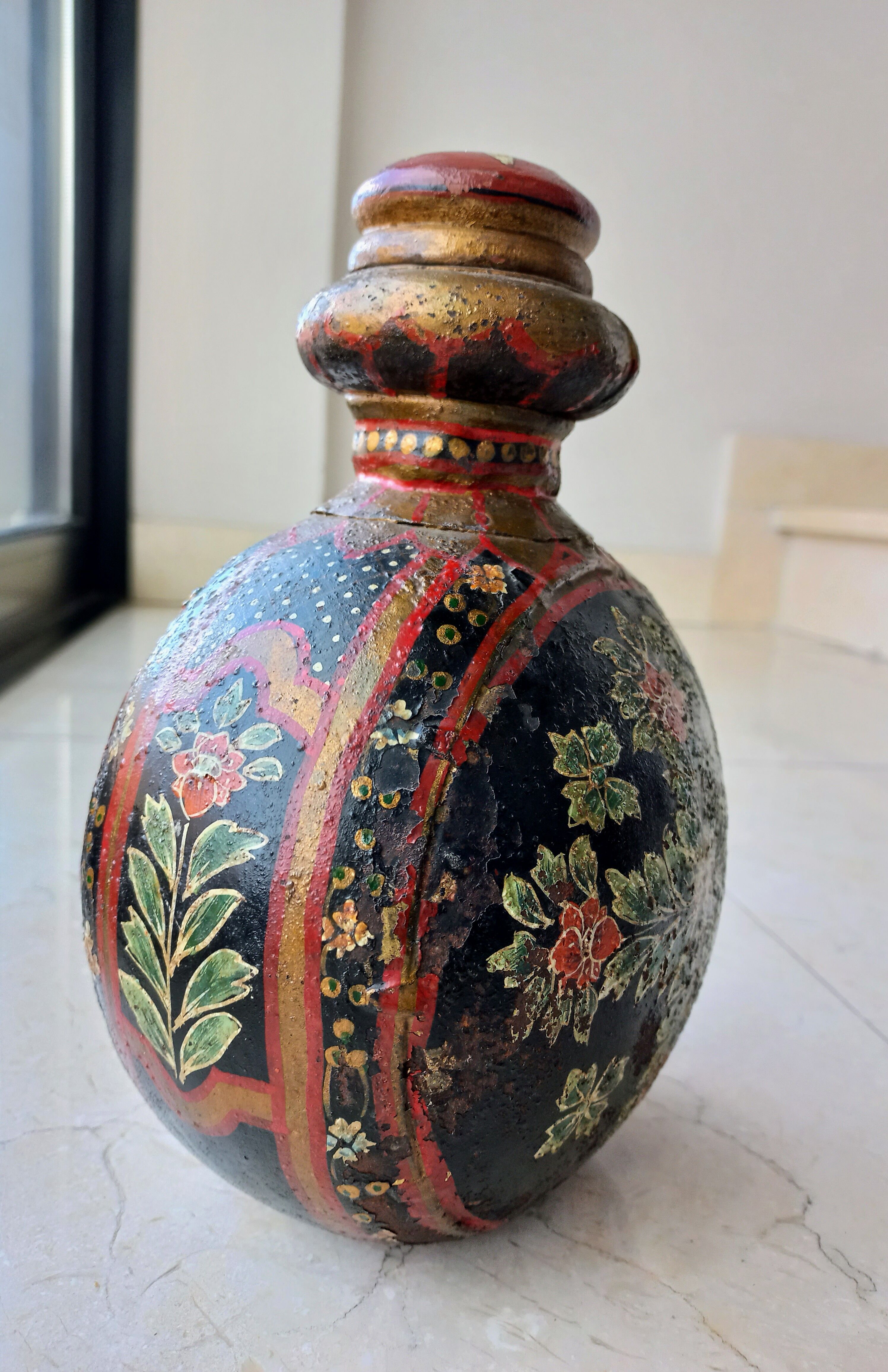 Handpainted metal Indian gourd
