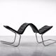 Vintage Mid-Century Minimalist Chrome and Black Leather Club Chairs