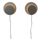 White metal Cirkel wall lamps by Kjeld Darø - set of 2, Danish 1980s diffused light