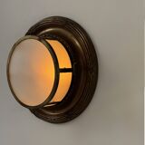 Vintage XL wall light, brass and frosted glass, France, 1920.