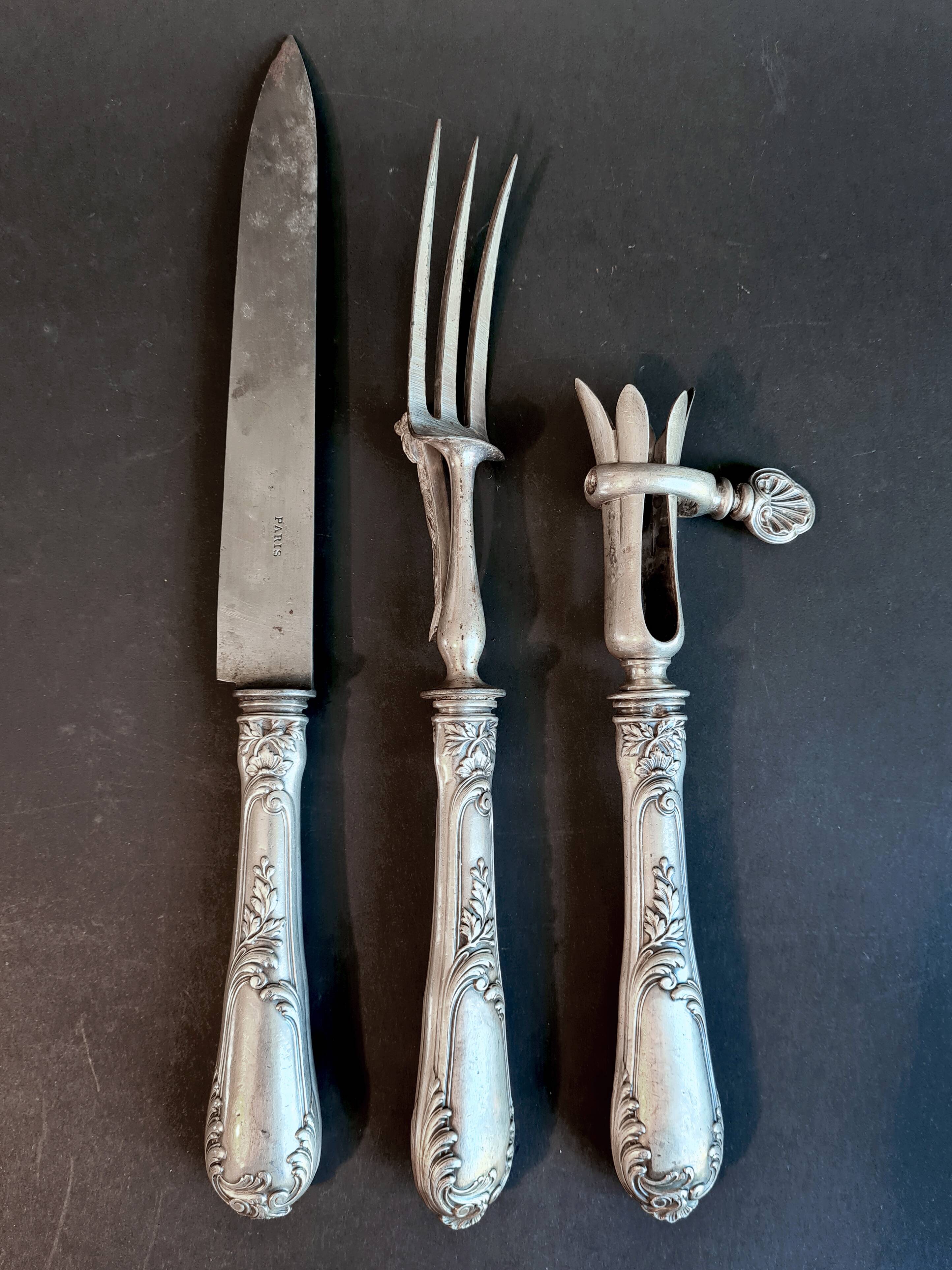 Rocaille Style Silver Metal Leg of Gigot Set - Ref 06.