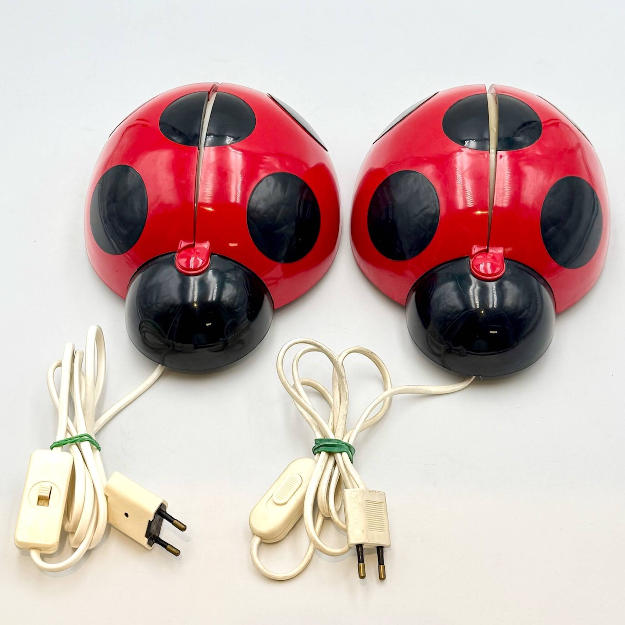Pair of Lucinelle Ladybug Lamps by Vitrac – Wall/Table, 1970s France