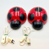 Pair of Lucinelle Ladybug Lamps by Vitrac – Wall/Table, 1970s France