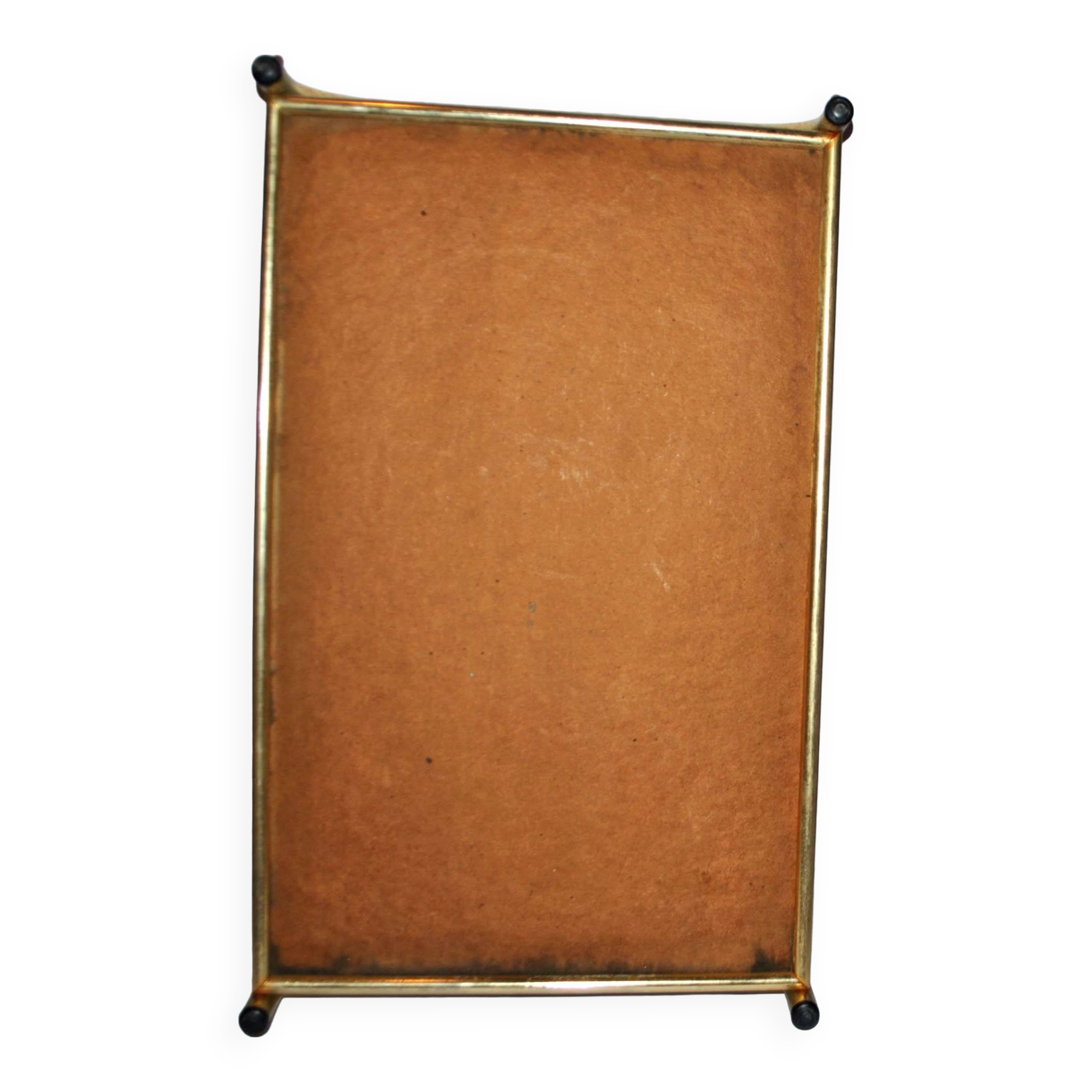 Tray in gilded brass and mahogany melamine wood, 1960-1970