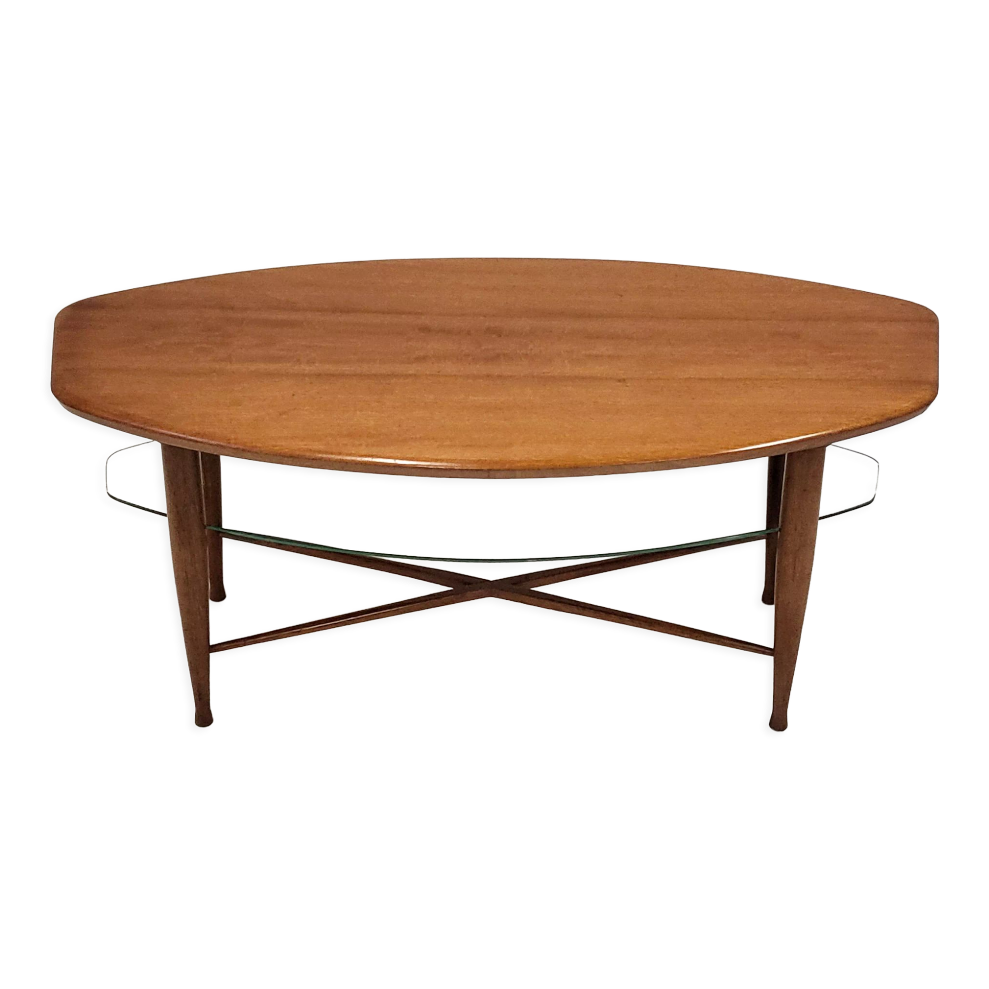 Scandinavian coffee table in teak & glass 1960 vintage