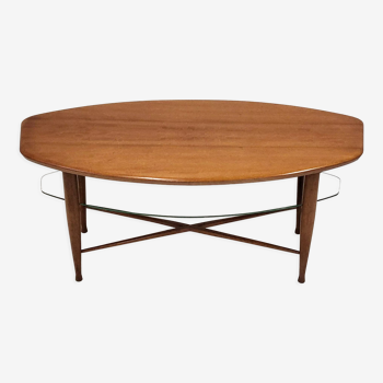 Scandinavian coffee table in teak & glass 1960 vintage