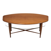 Table basse scandinave en teck & verre 1960 vintage