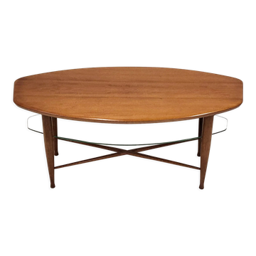 Table basse scandinave en teck & verre 1960 vintage
