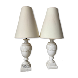 Pair of white marble table lamps