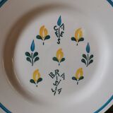 Set of 2 vintage coffee plates Brasilia Sarreguemines Digoin France hand-painted champfleury pattern
