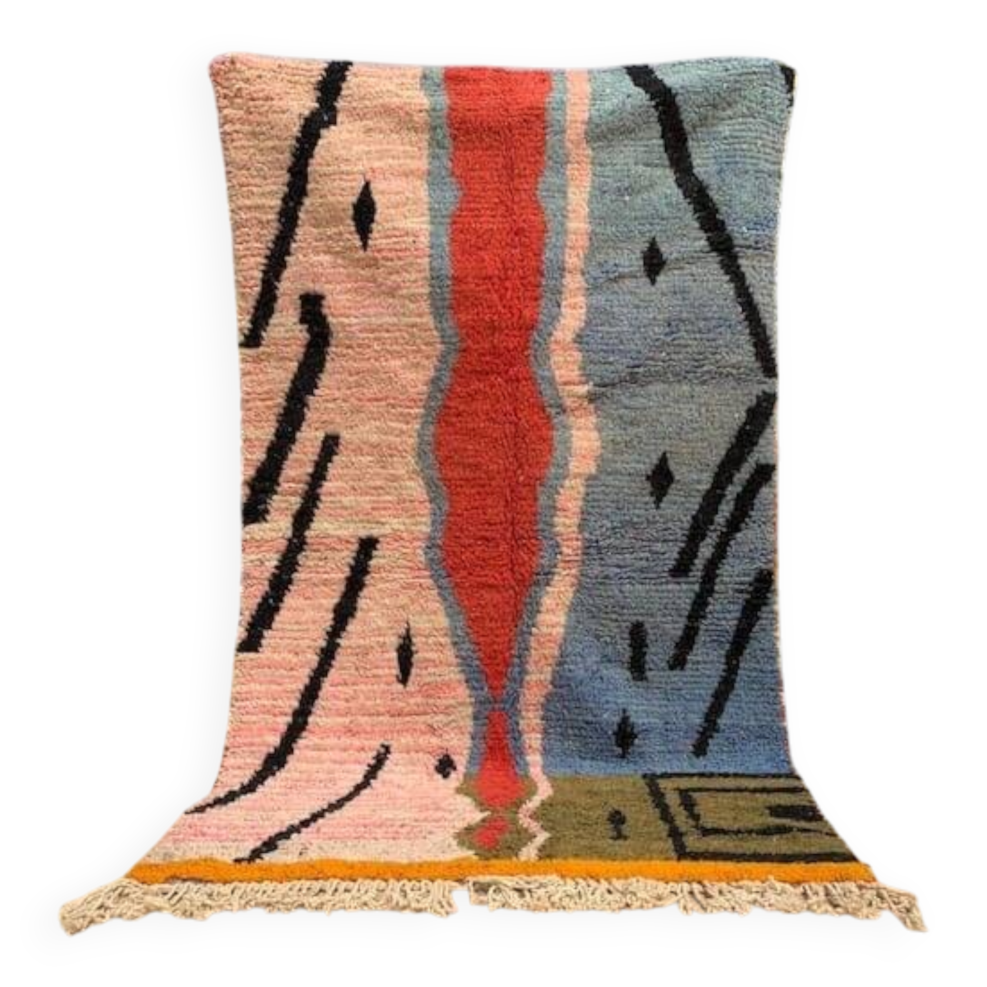 Handwoven, colorful pure wool rug, size 250 x 250 cm