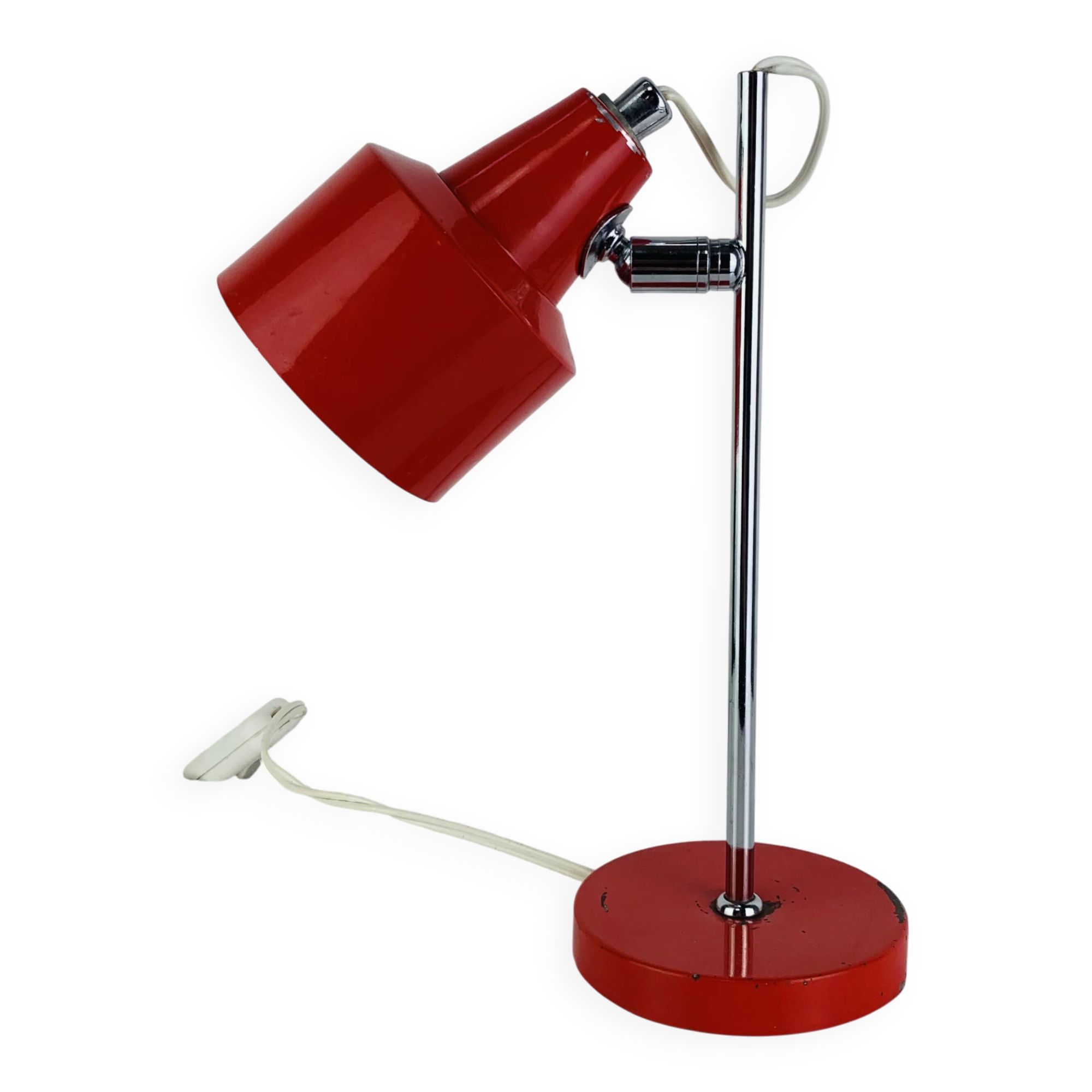 Vintage red and chrome metal lamp, 1960s.