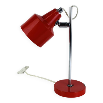 Lampe vintage métal rouge et chrome, années 60