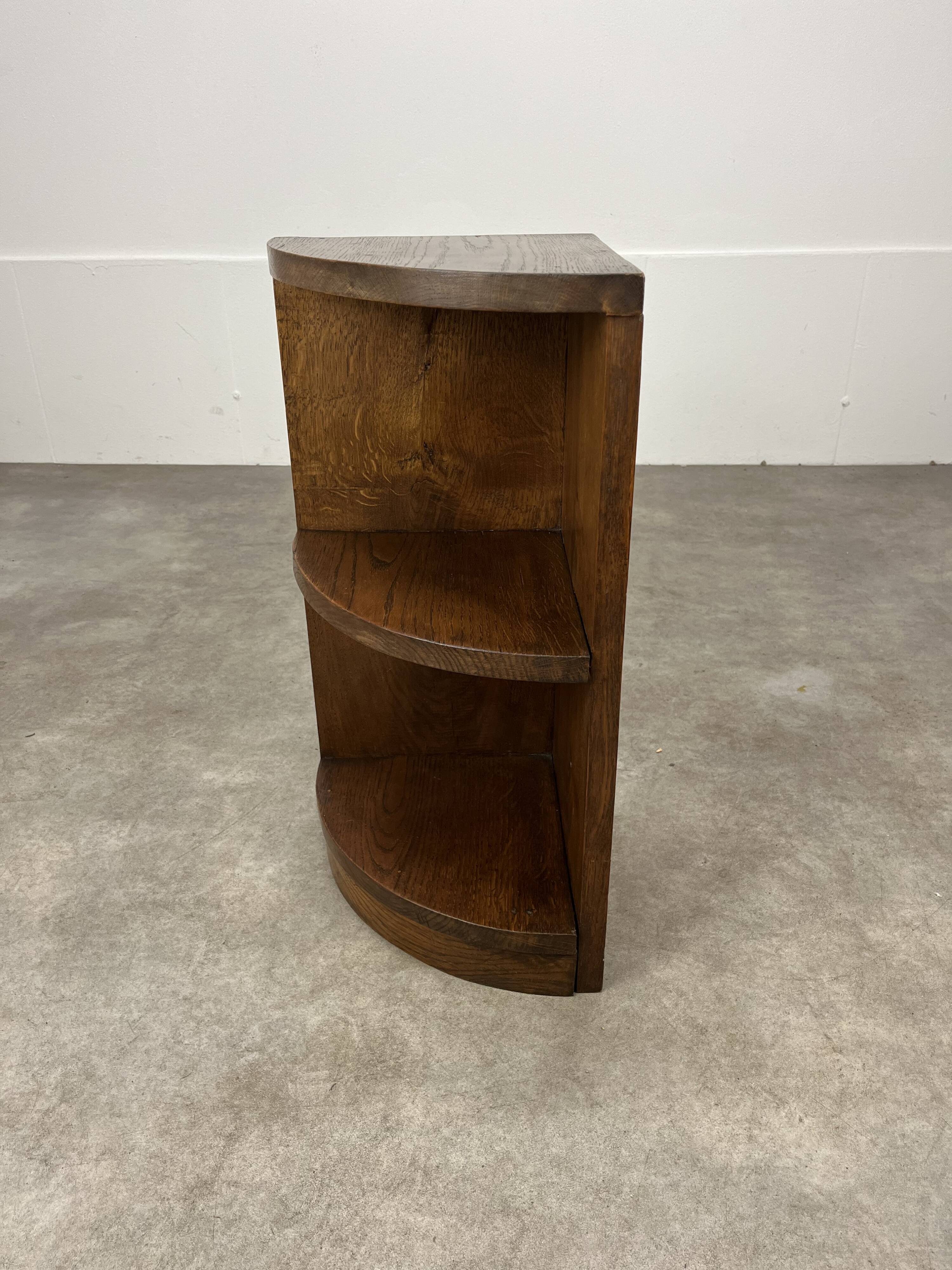 Art Deco corner unit in solid oak, corner cupboard