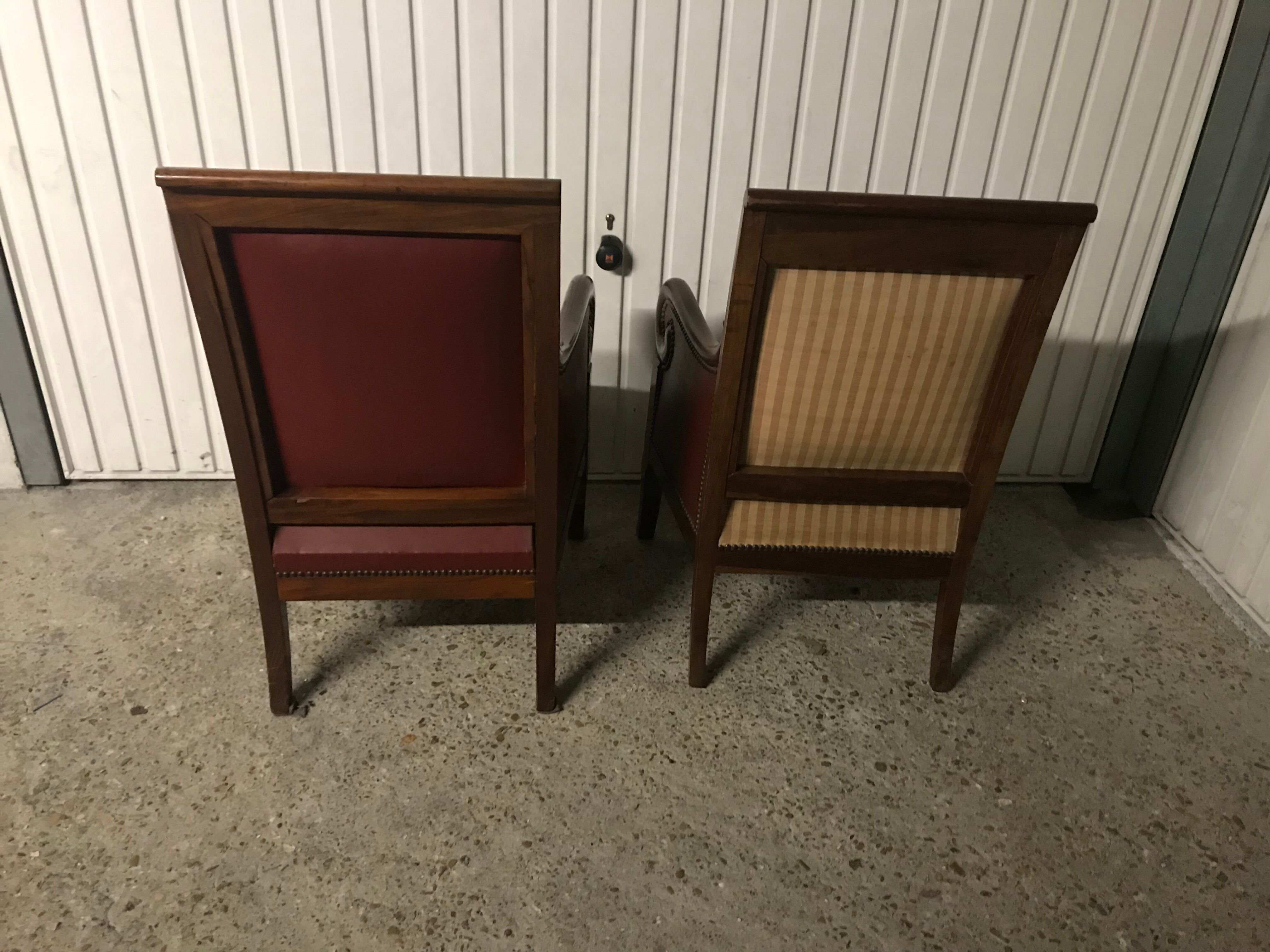 Pair of mahogany Empire Bergère armchair